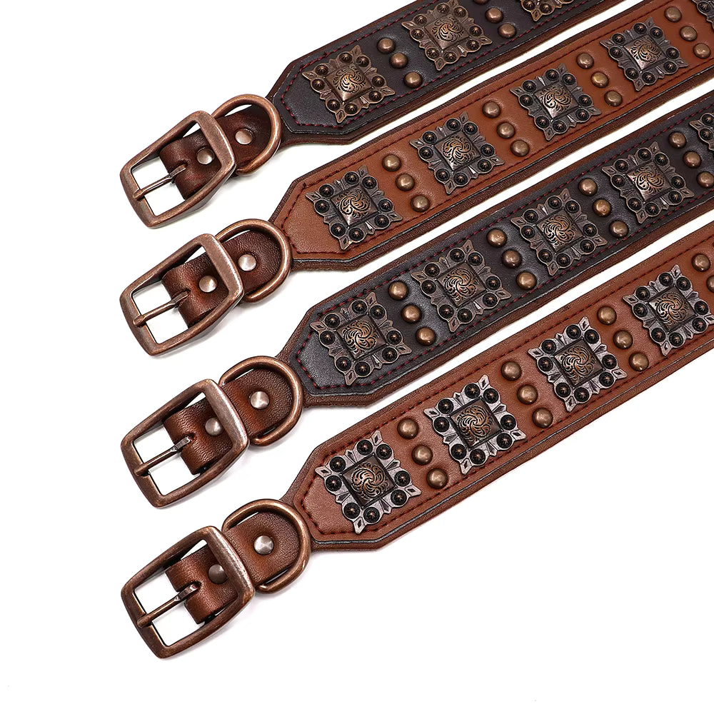 Spiked Dog Collar Genuine Leather