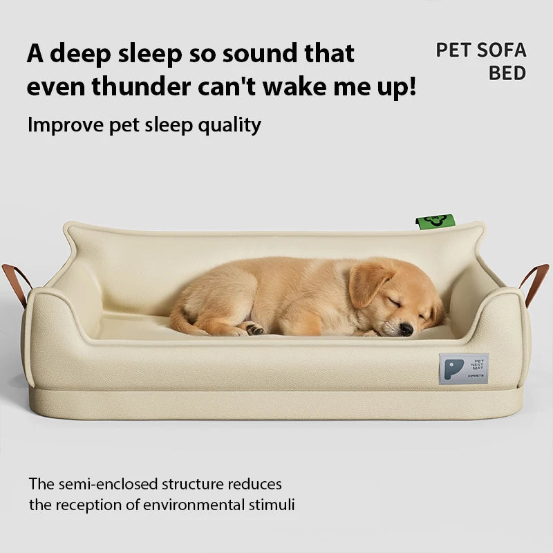 Orthopedic Leather Dog Bed Sofa – Detachable Rectangle Pet Bed