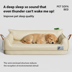 Orthopedic Leather Dog Bed Sofa – Detachable Rectangle Pet Bed