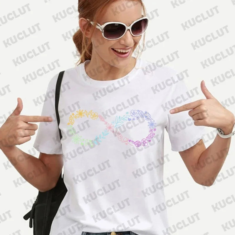 Autism Infinity Symbol Shirt for Woemn Autism Month Tshirts  Awareness Tee Shirts Femme Neurodiversity Tee Autism Women Clothing