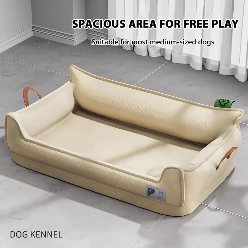 Orthopedic Leather Dog Bed Sofa – Detachable Rectangle Pet Bed