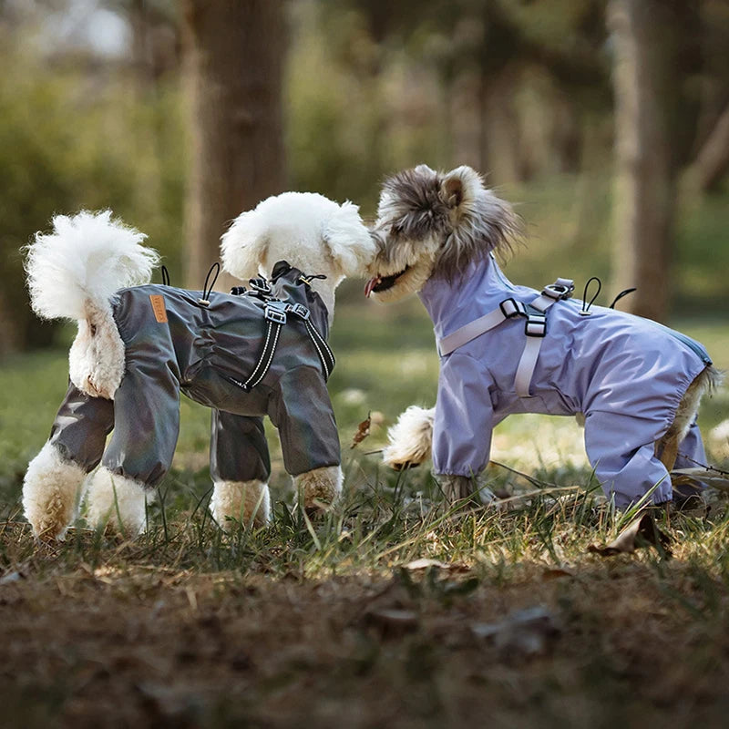 Dog Raincoat With Harness Adjustable Reflective Puppy Rain Coat EB22