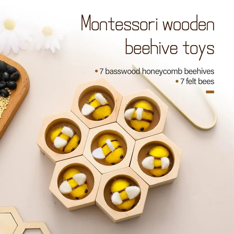 Sensory Bee Toys Newborn Fine Motor Skill Toy Montessori Game Bees Montessori Wooden Creative Baby 0 12 Months Play Toys Gifts