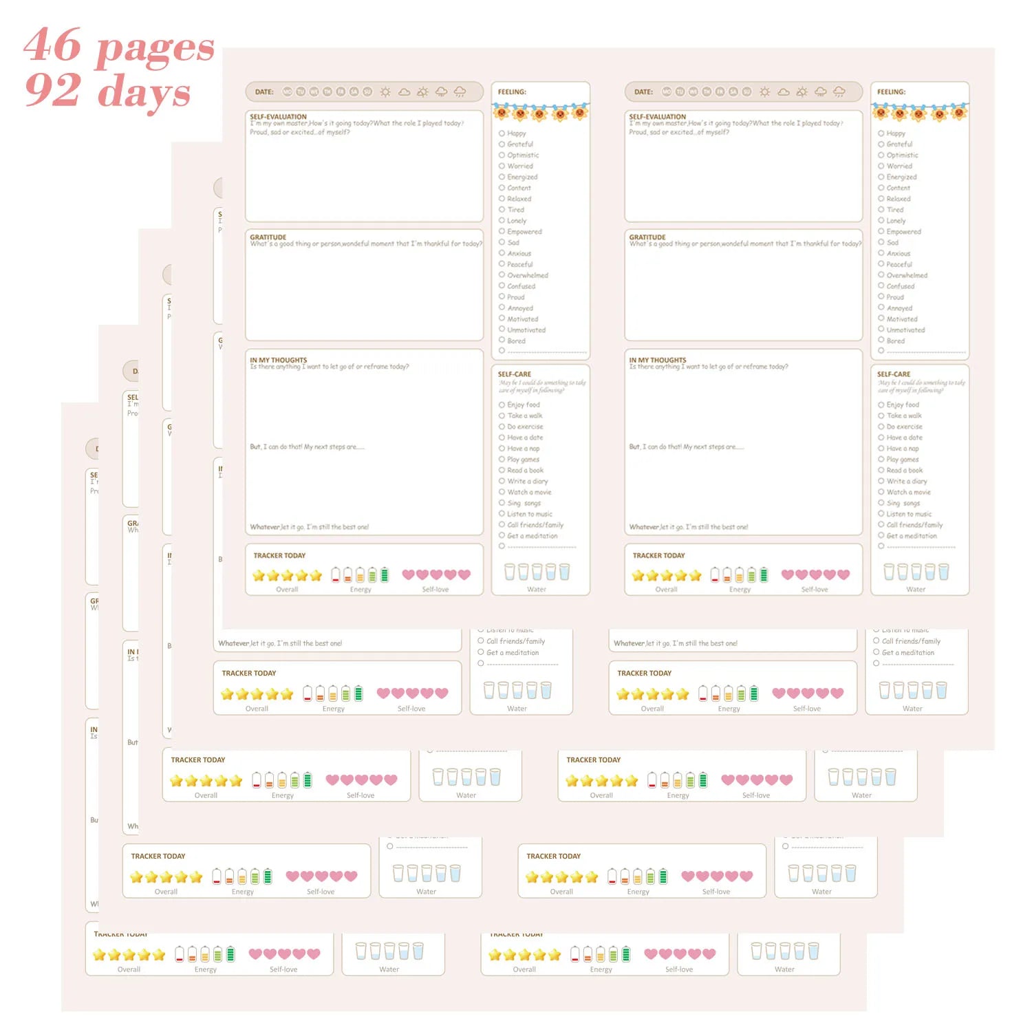 Mental Health Journal:92 Days to Track Your Moods
