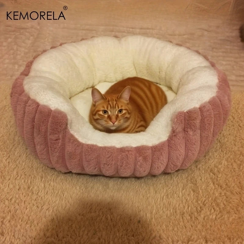 Jumbo Soft Warm Cat Bed - Plush Cozy Puppy Sofa with Backrest