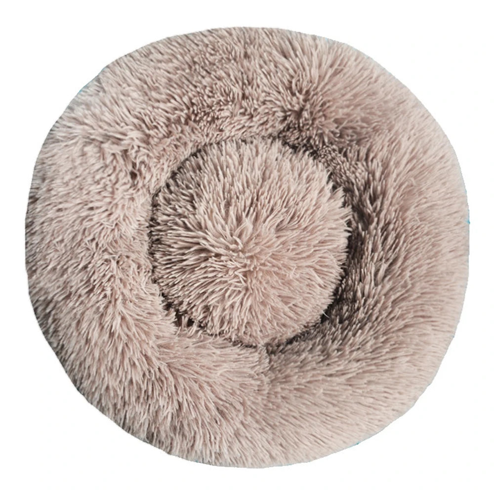 Cat Bed Long Plush Dog House Round Large Dog Bed for Medium Dog
