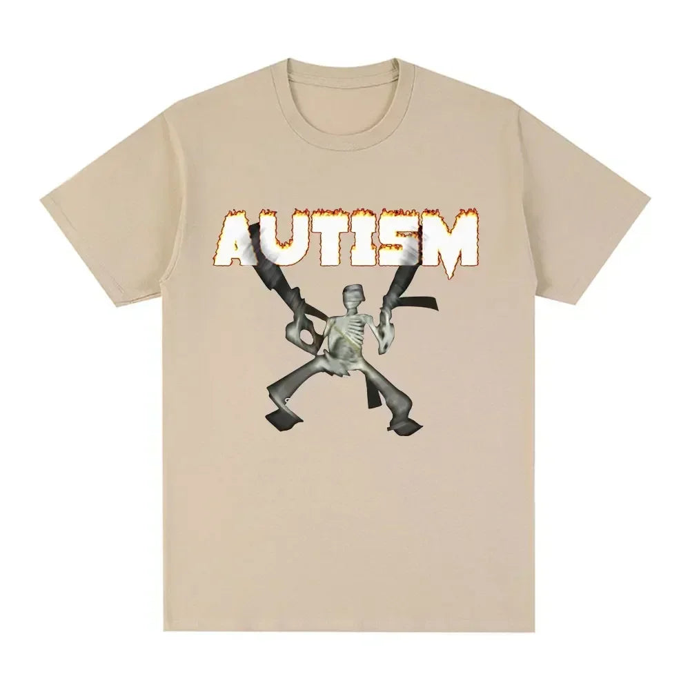 Autism Skeleton Meme T Shirt Humor Funny Skull Men Women Fashion Hip Hop