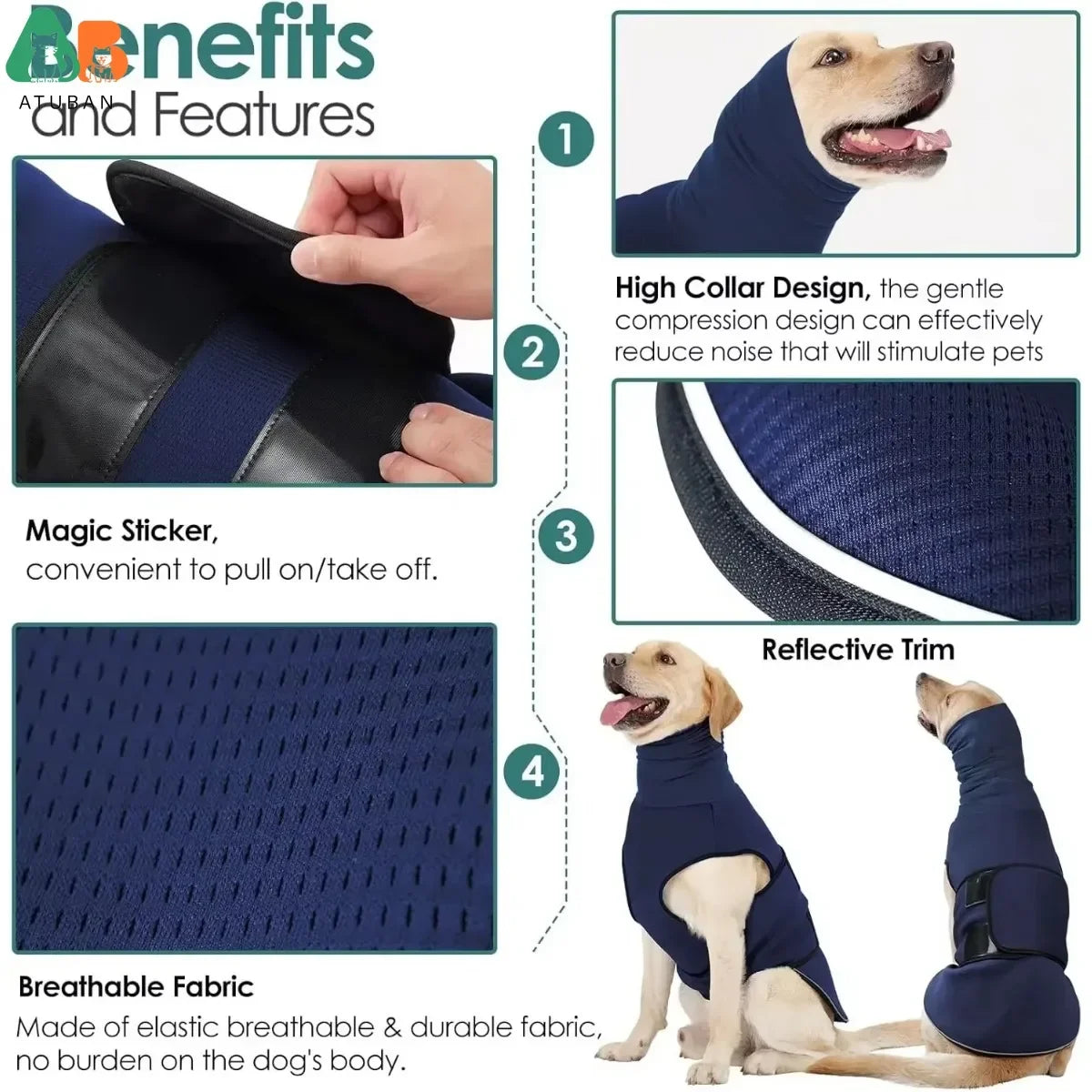 Dog Anxiety Vest,Thunder Jacket for Large Dog