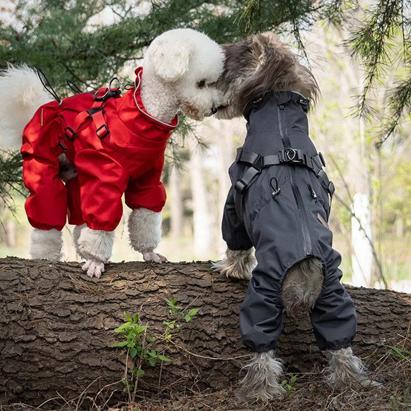 Dog Raincoat With Harness Adjustable Reflective Puppy Rain Coat EB22