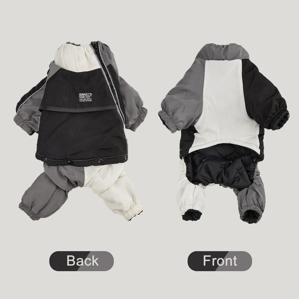 Retro Colorblock Full-Body Dog Winter Suit | Waterproof EB901