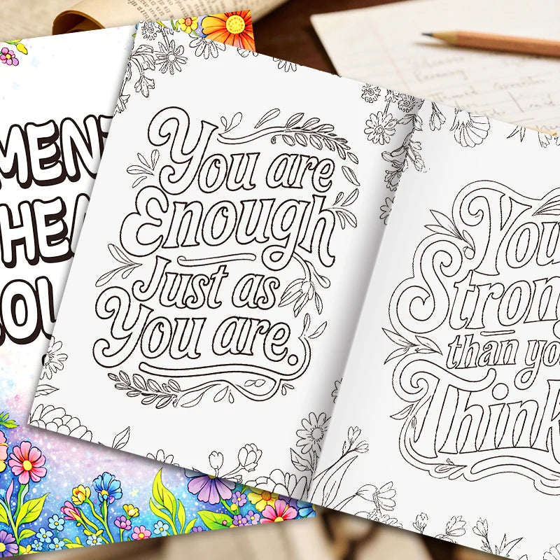 Mental Health Coloring Book for Adults, Beautiful Floral Stress Relief Coloring Pages, Inspirational Relaxing Art Therapy Book