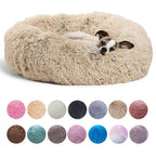Cat Bed Long Plush Dog House Round Large Dog Bed for Medium Dog