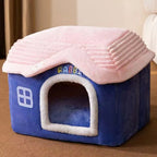 Cute Pet House with Foldable Soft Pet Bed