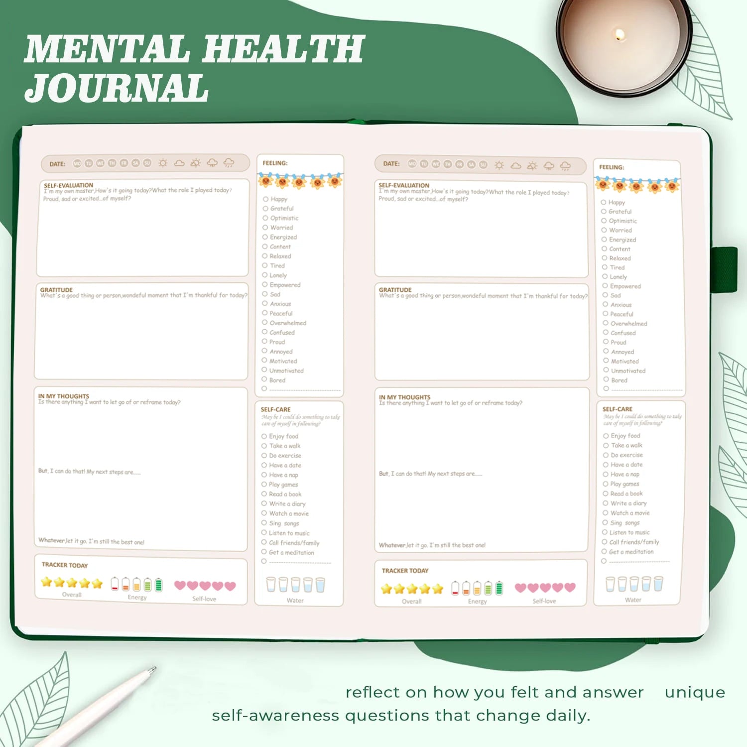 Mental Health Journal:92 Days to Track Your Moods