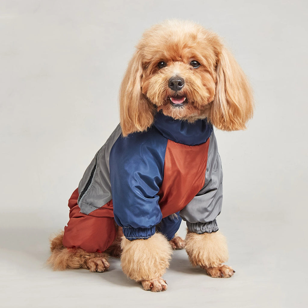 Retro Colorblock Full-Body Dog Winter Suit | Waterproof EB901