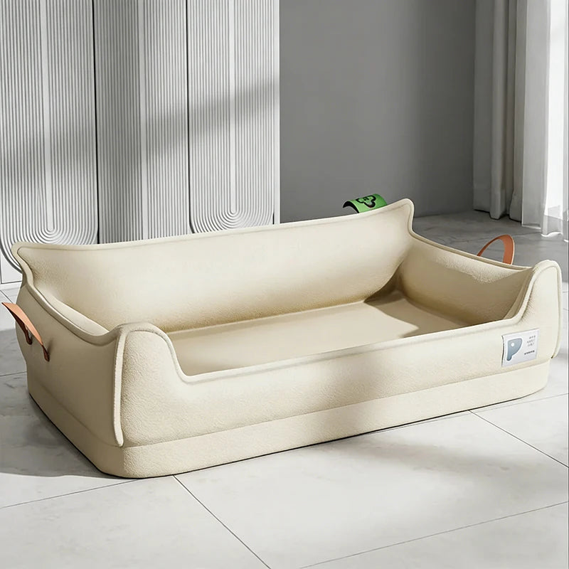 Orthopedic Leather Dog Bed Sofa – Detachable Rectangle Pet Bed