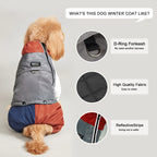 Retro Colorblock Full-Body Dog Winter Suit | Waterproof EB901