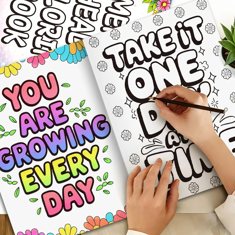 Mental Health-Themed Coloring Book for Adults, Healing Floral Patterns, Immersive Coloring to Relieve Anxiety, Creative Drawing Book for Adults to Relax and Decompress