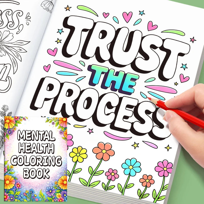 Mental Health Coloring Book for Adults, Beautiful Floral Stress Relief Coloring Pages, Inspirational Relaxing Art Therapy Book