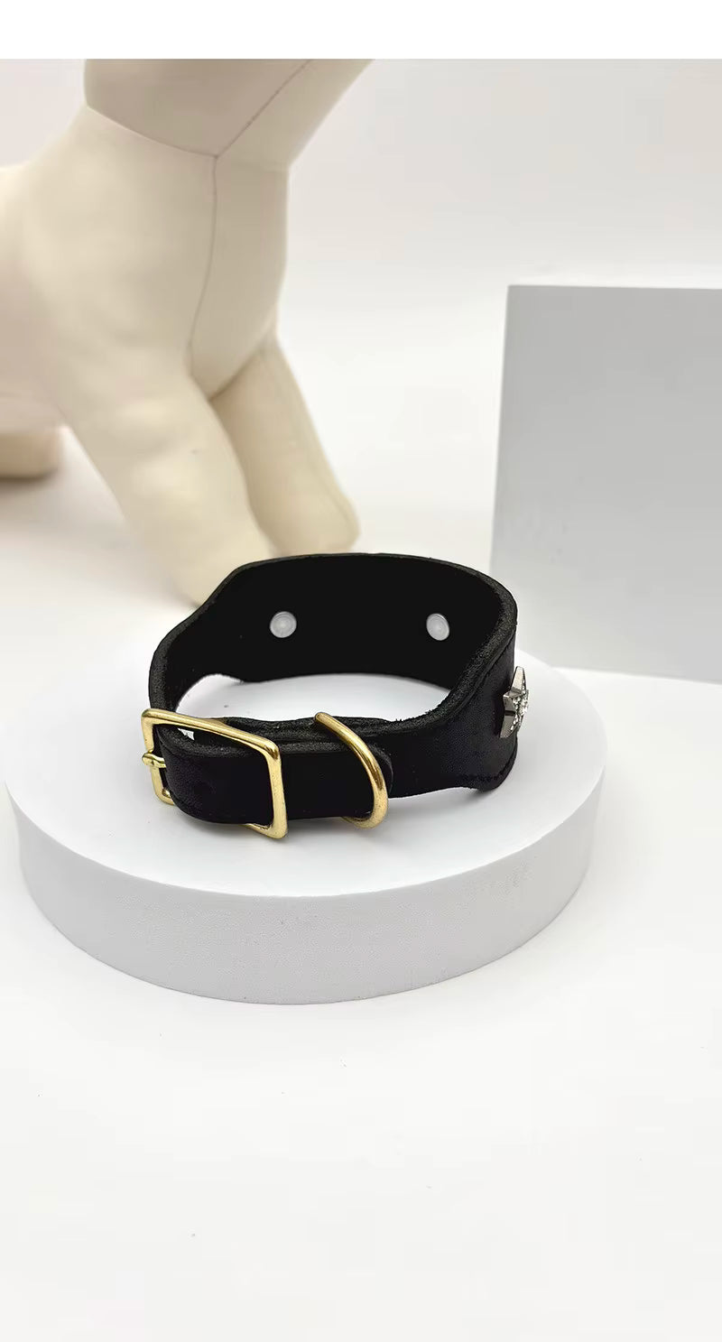 Diamond Star Leather Pet Collars
