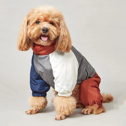 Retro Colorblock Full-Body Dog Winter Suit | Waterproof EB901