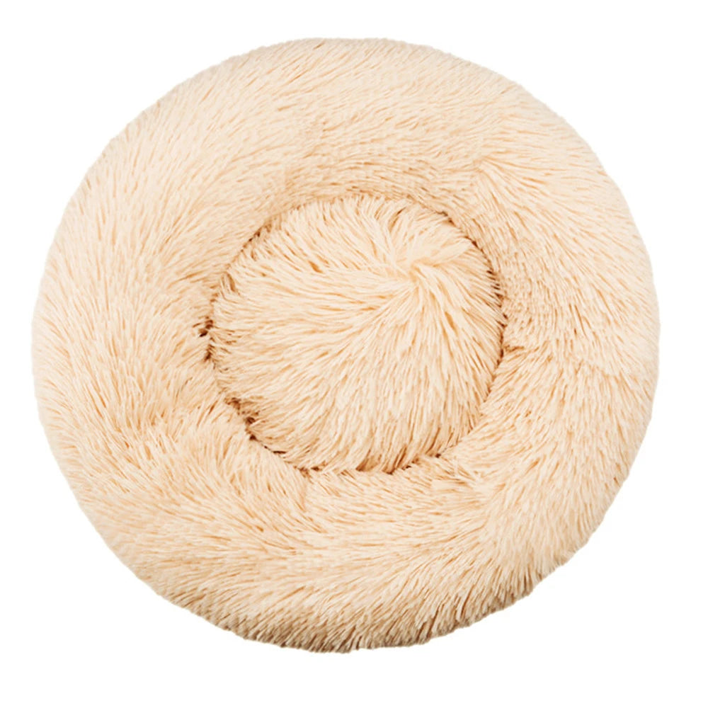 Cat Bed Long Plush Dog House Round Large Dog Bed for Medium Dog