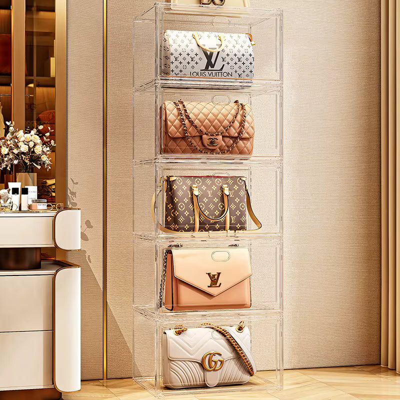 Transparent Stackable Shoe Rack Storage Box & Purse Racks