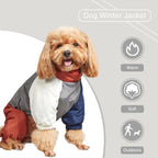Retro Colorblock Full-Body Dog Winter Suit | Waterproof EB901