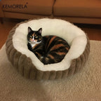 Jumbo Soft Warm Cat Bed - Plush Cozy Puppy Sofa with Backrest