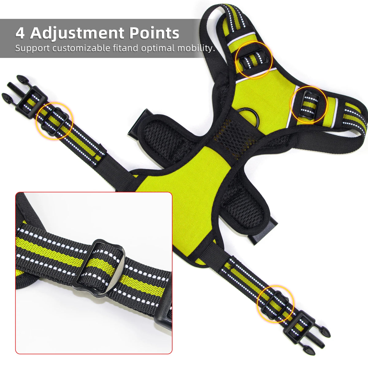 Dog Harness With Handle  Adjustable Pet Vest Outdoor Walking