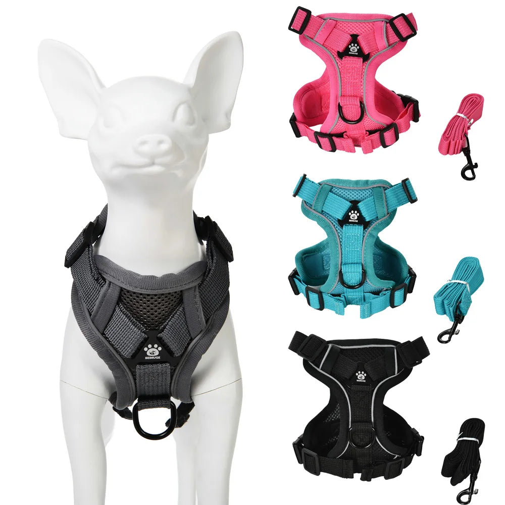 Dog Harness Adjustable Puppy Leash Reflective