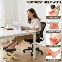Under Desk Footrest Wooden Double Layer Non Slip Ergonomic Foot Rest for Office Home Apartment Bedroom Adjustable Foot Stool