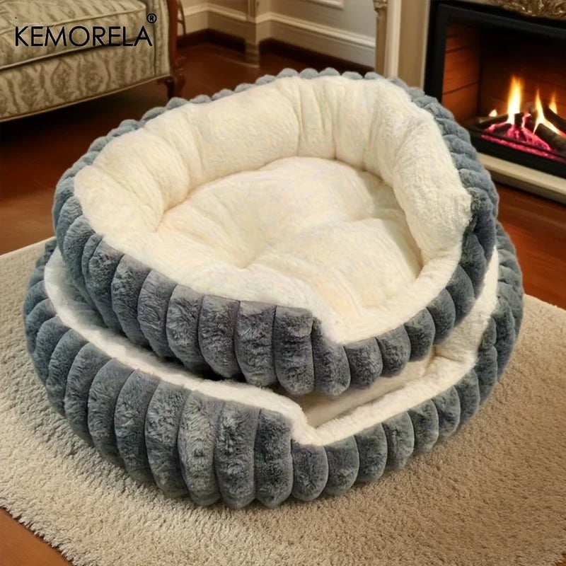 Jumbo Soft Warm Cat Bed - Plush Cozy Puppy Sofa with Backrest