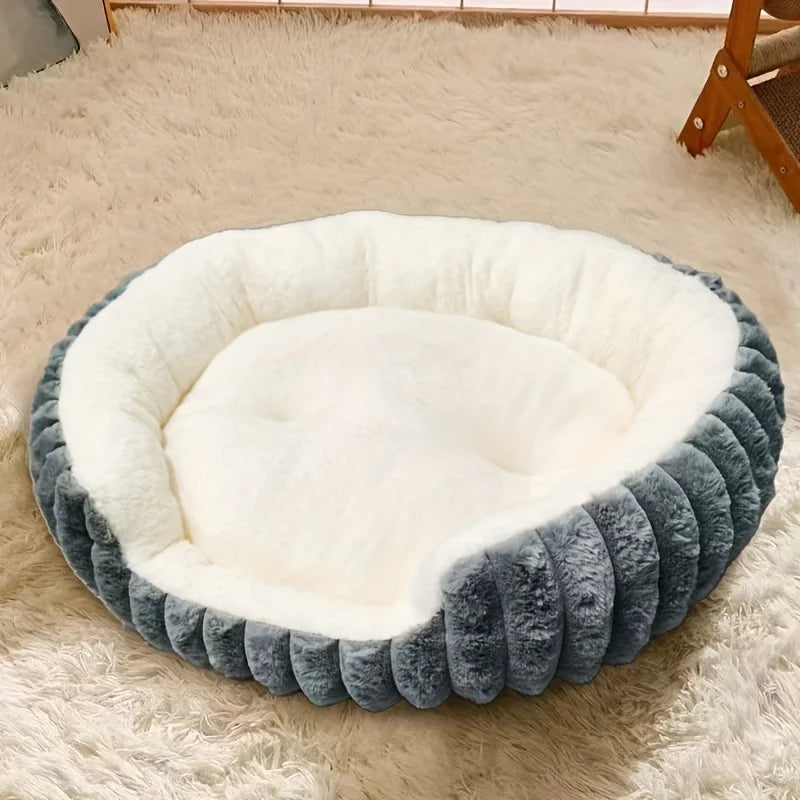 Jumbo Soft Warm Cat Bed - Plush Cozy Puppy Sofa with Backrest