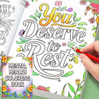 Mental Health Coloring Book for Adults, Beautiful Floral Stress Relief Coloring Pages, Inspirational Relaxing Art Therapy Book