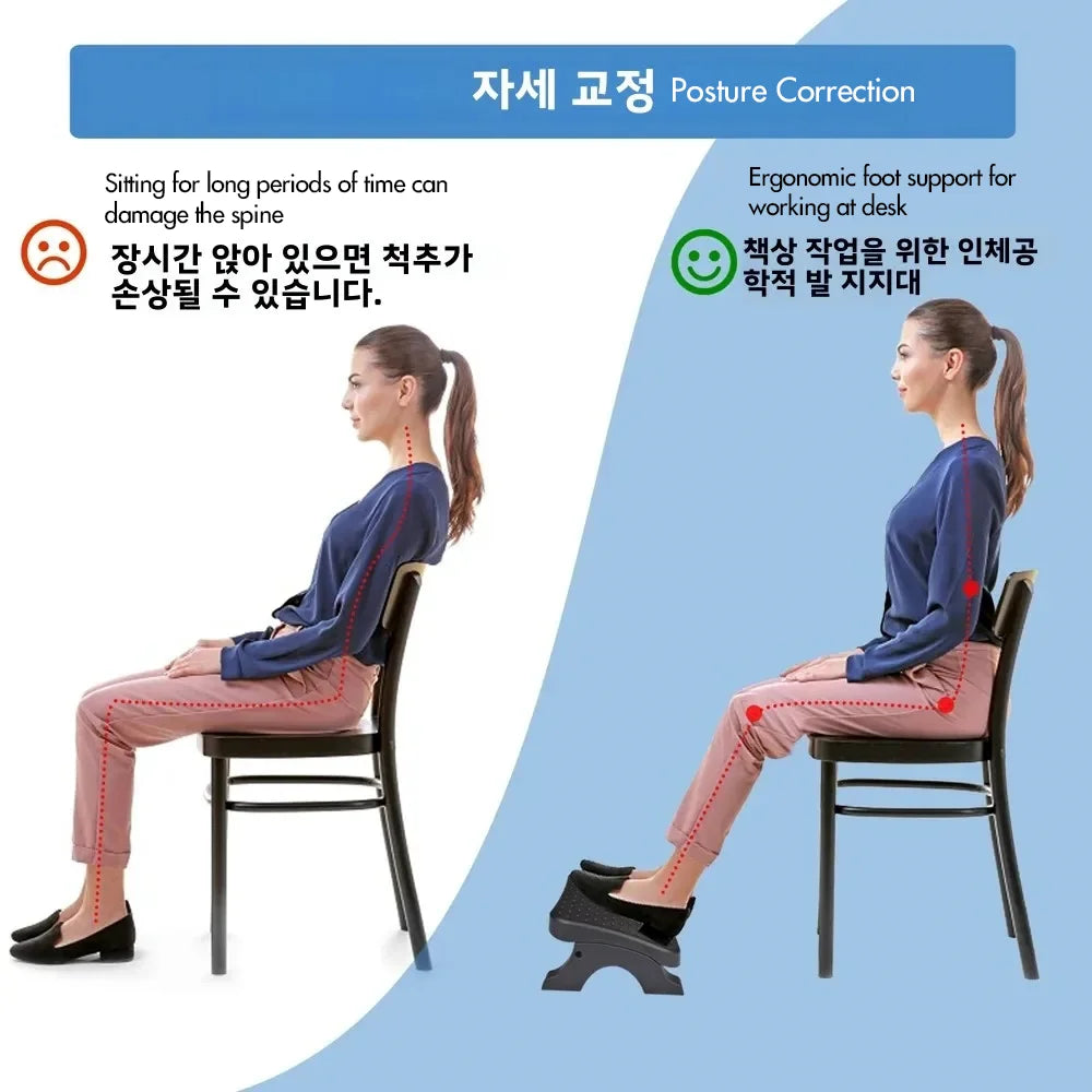 Ergonomic Under Desk Footrest Massage Rollers Leg Rest
