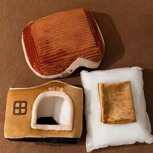 Cute Pet House with Foldable Soft Pet Bed