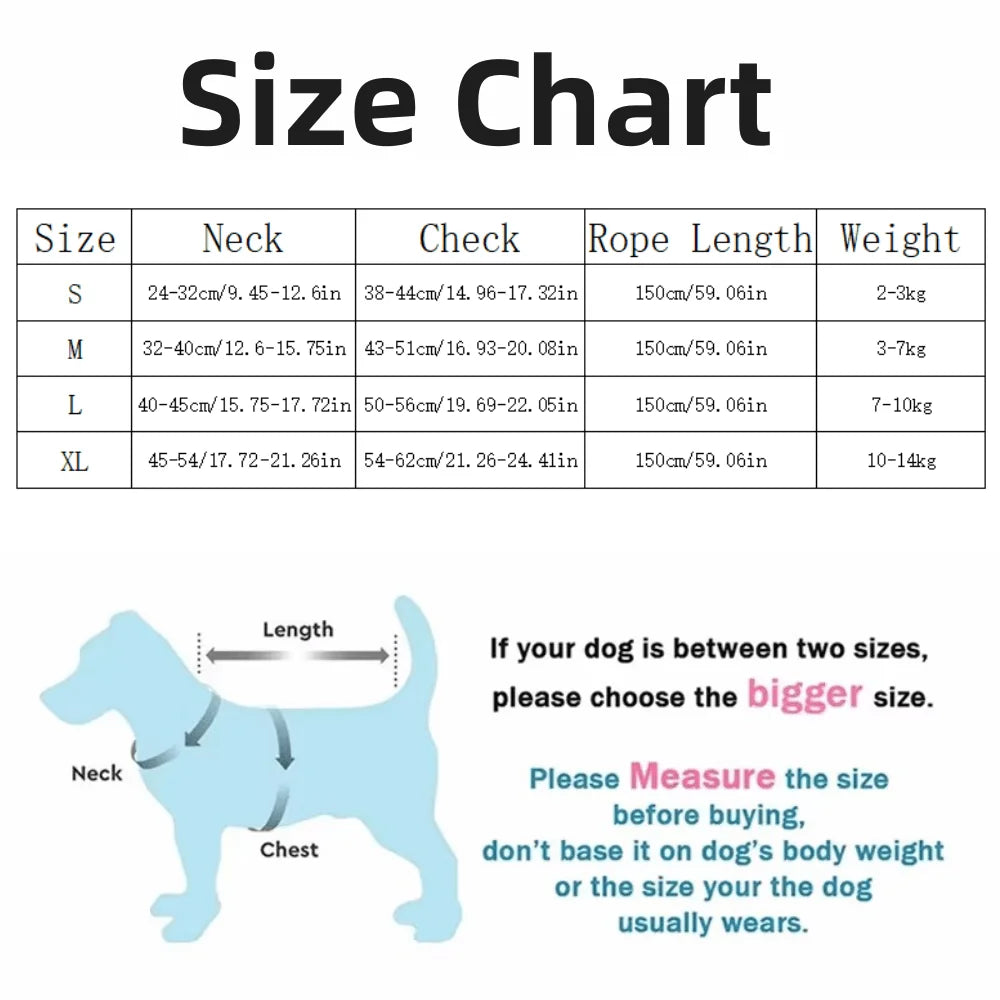 Dog Harness with 1.5m Leash Set Adjustable