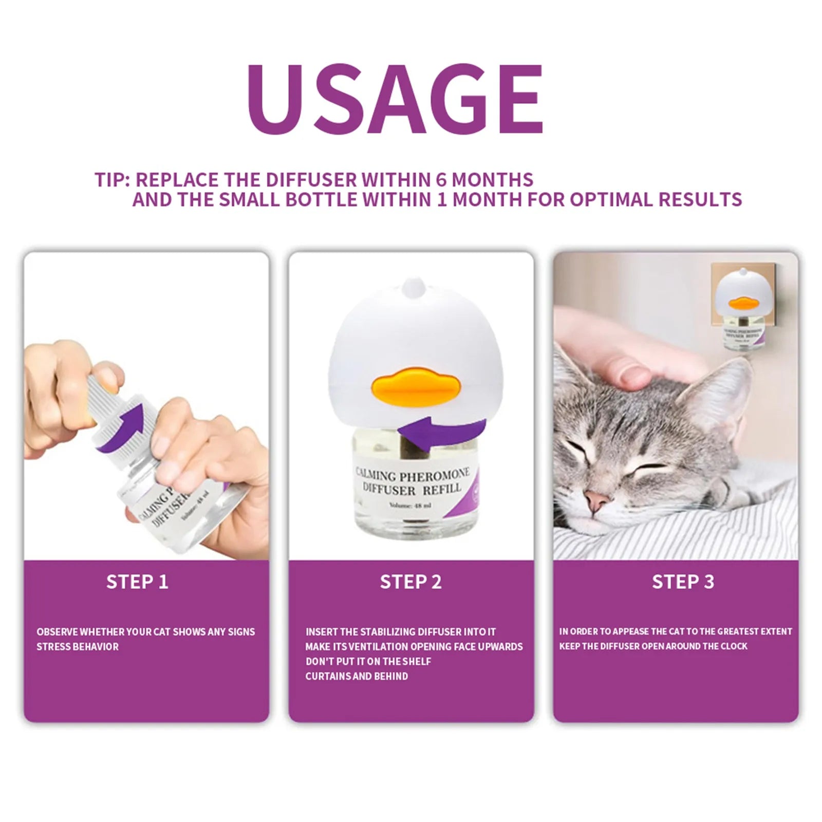 Pet Calming Diffuser with 2PCS Soothing Liquid 3 In1 Pet Pheromones Pet 48ml/Pc