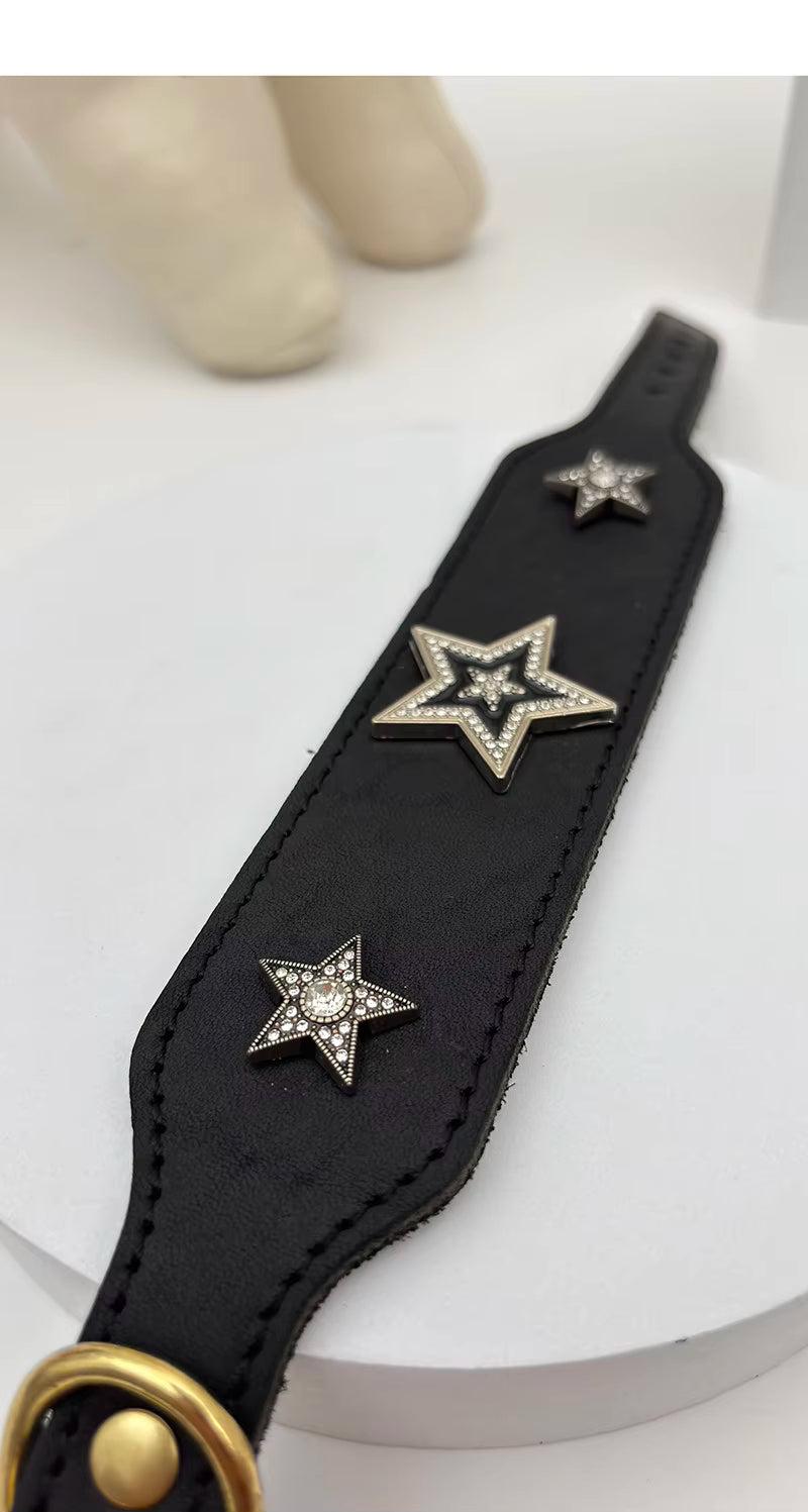 Diamond Star Leather Pet Collars
