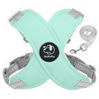 Pastel X-Shape Padded Dog Harness and Matching Leash Set
