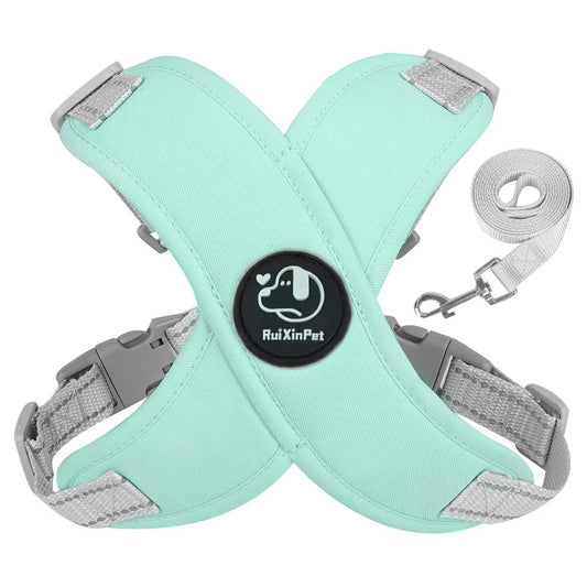 Pastel X-Shape Padded Dog Harness and Matching Leash Set