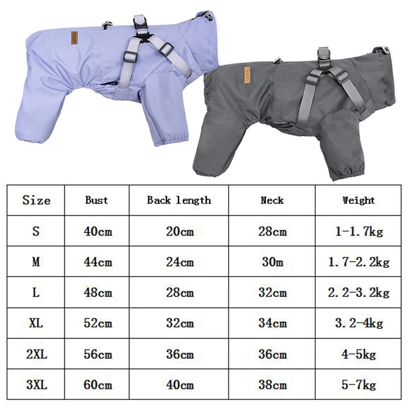 Dog Raincoat With Harness Adjustable Reflective Puppy Rain Coat EB22