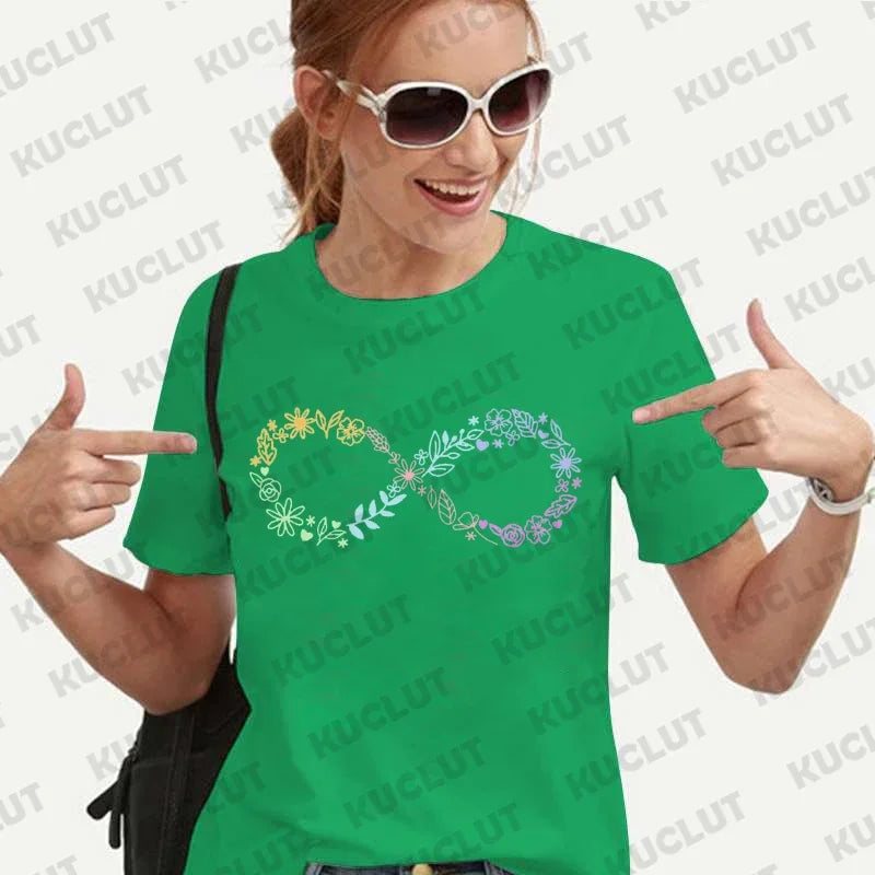 Autism Infinity Symbol Shirt for Woemn Autism Month Tshirts  Awareness Tee Shirts Femme Neurodiversity Tee Autism Women Clothing