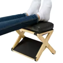 Under Desk Footrest Wooden Double Layer Non Slip Ergonomic Foot Rest for Office Home Apartment Bedroom Adjustable Foot Stool