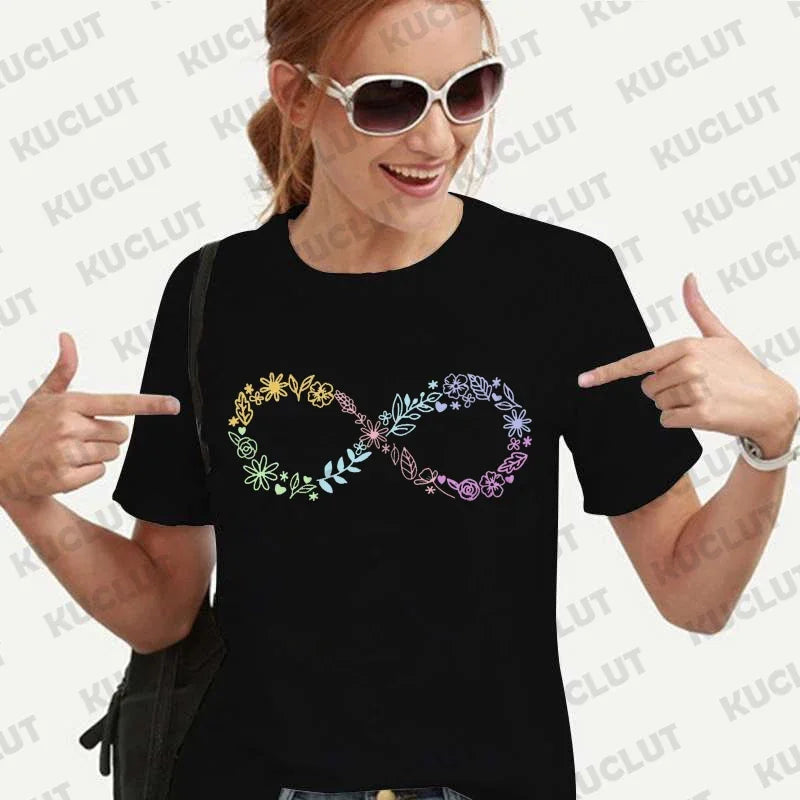 Autism Infinity Symbol Shirt for Woemn Autism Month Tshirts  Awareness Tee Shirts Femme Neurodiversity Tee Autism Women Clothing